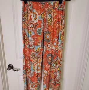 Orange Stretch Print Pants